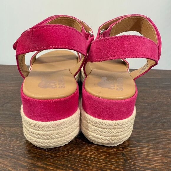Sorel Women's Cameron Ankle-Strap Platform Sandals fuchsia white suede size 9 sh - Picture 8 of 10